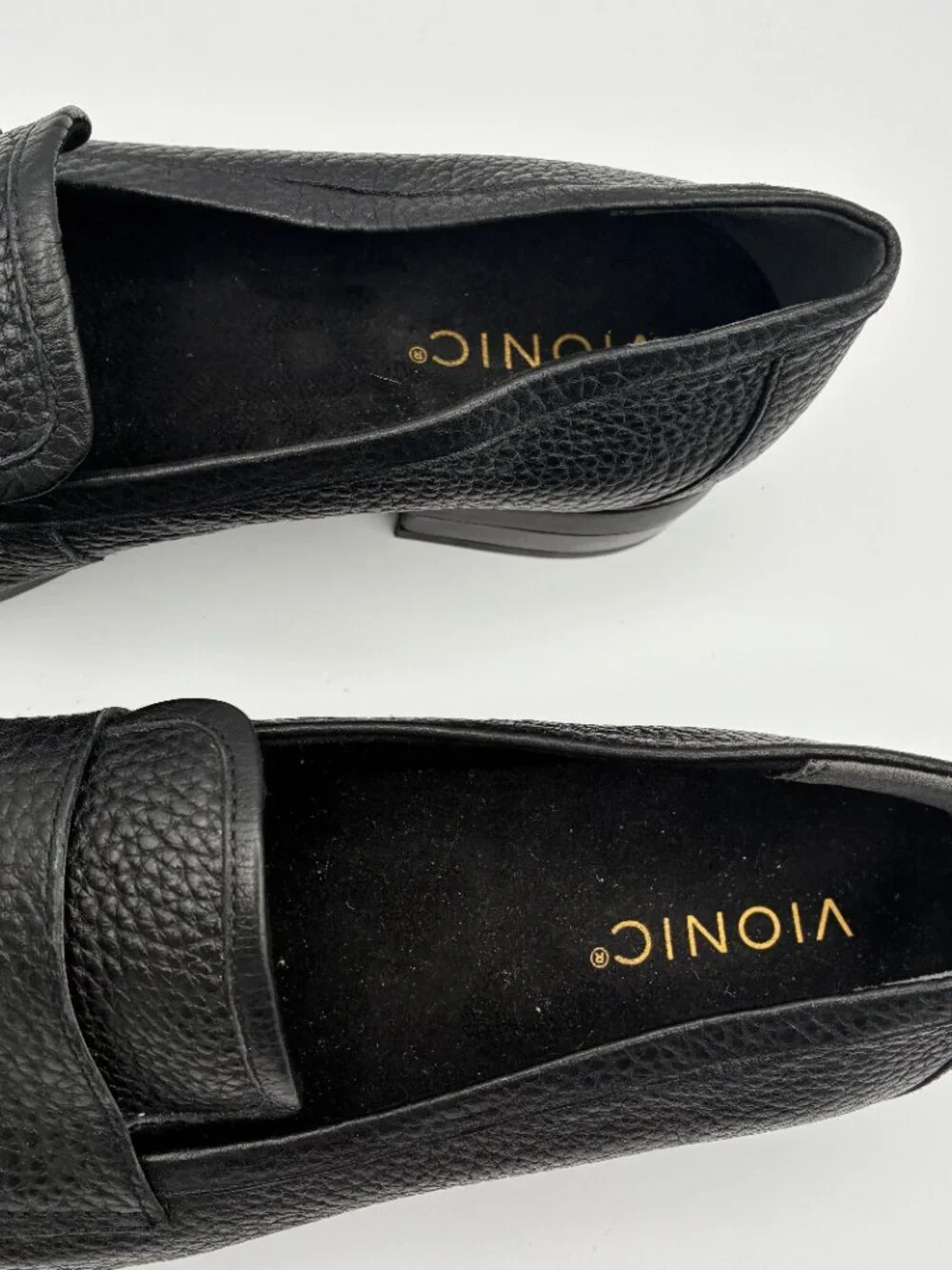 Vionic Shoes Black Pebbled Leather Sellah Loafers Slip On Flats